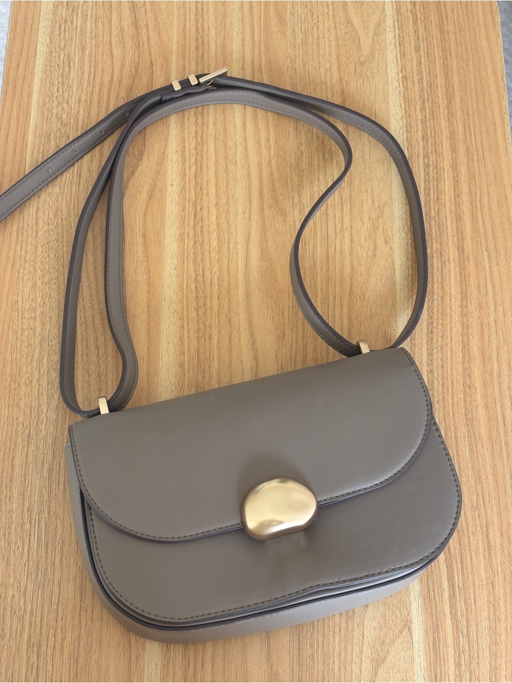 Women’s Taupe Crossbody Bag with Gold Accent, A New Day (Target)